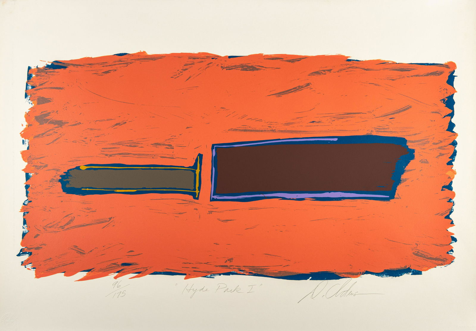 Dan Christensen (American, 1942-2007) Hyde Park I: Dan Christensen (American, 1942-2007) Hyde Park I screenprint signed, titled, and numbered 96/175 in pencil 38 x 20 inches. Deaccessioned from the Boca Raton Museum of Art to benefit the Acquisitions