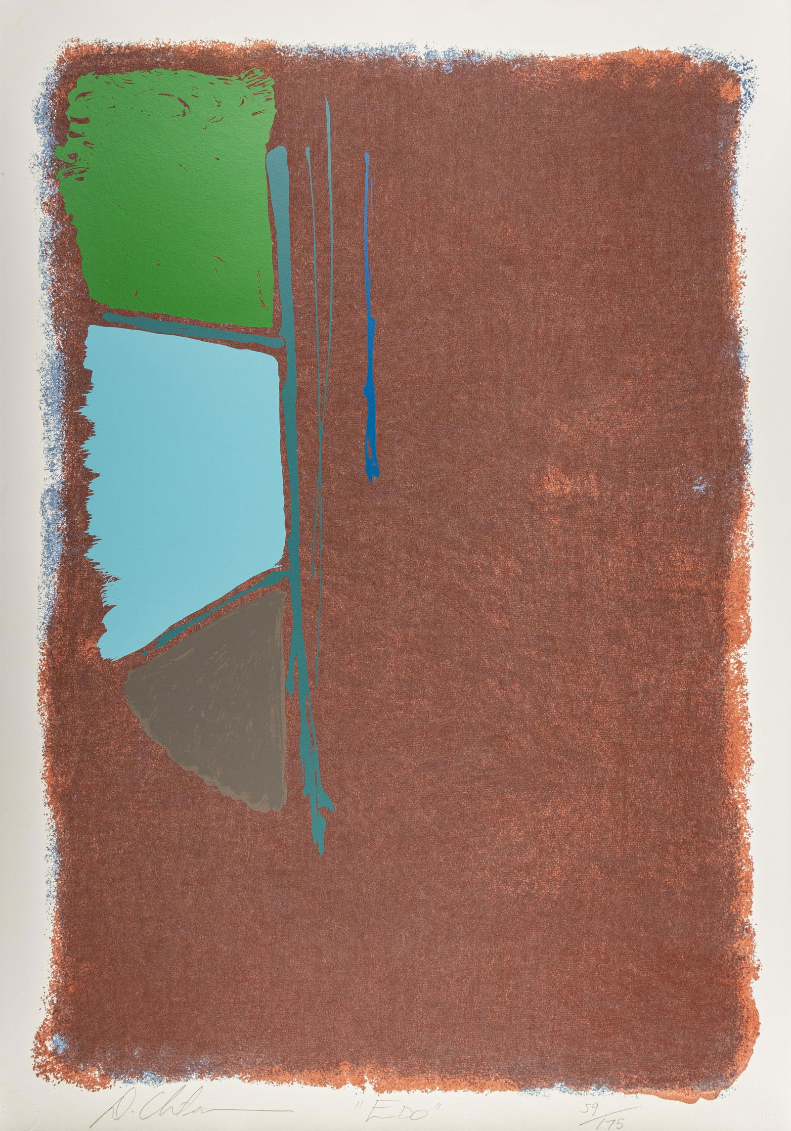 Dan Christensen (American, 1942-2007) Edo, 1980: Dan Christensen (American, 1942-2007) Edo, 1980 screenprint signed, titled, and numbered 59/175 in pencil 38 1/2 x 27 1/2 inches. Deaccessioned from the Boca Raton Museum of Art to benefit the Acquisi