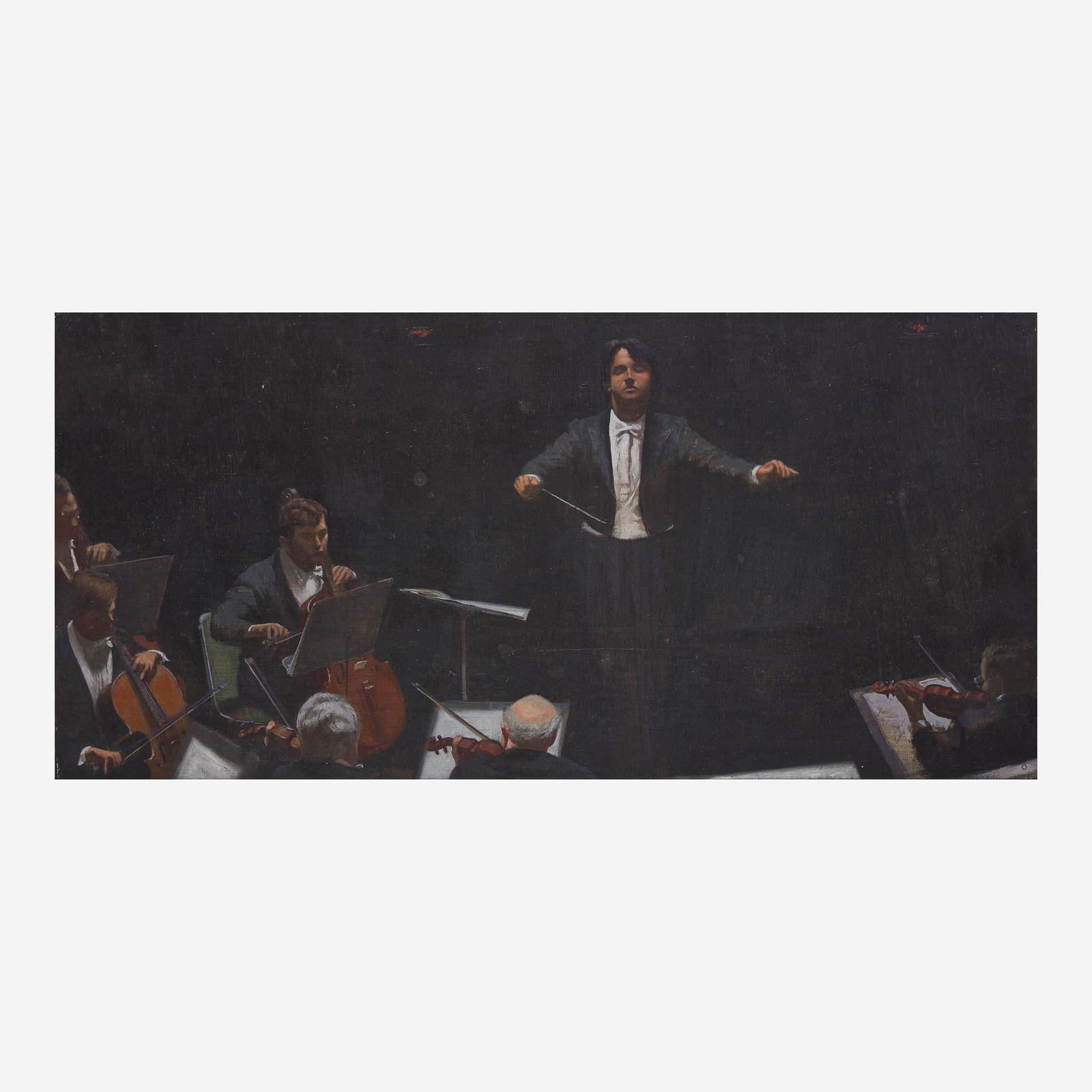 Bo Bartlett (American, b. 1955) Orchestral Piece: Bo Bartlett (American, b. 1955) Orchestral Piece Signed with the artist's pentagon bottom right, signed, titled, inscribed and dated 1982-83 verso, also with the artist's pentagon and 'IGN' verso, oil