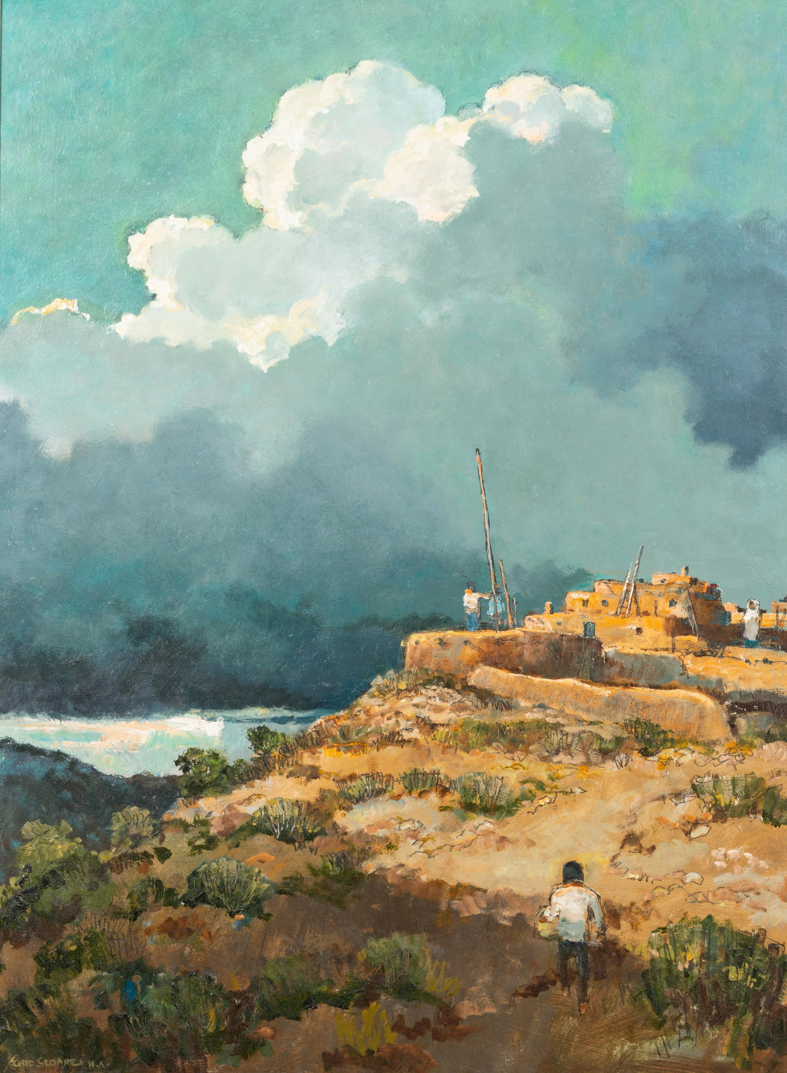 Eric Sloane (American, 1905-1985) The New Mexican Sky and Earth: Eric Sloane (American, 1905-1985) The New Mexican Sky and Earth oil on board signed Eric Sloane (lower left); signed, titled and dated (verso) 32 x 24 inches Property from the Collection of General Wa