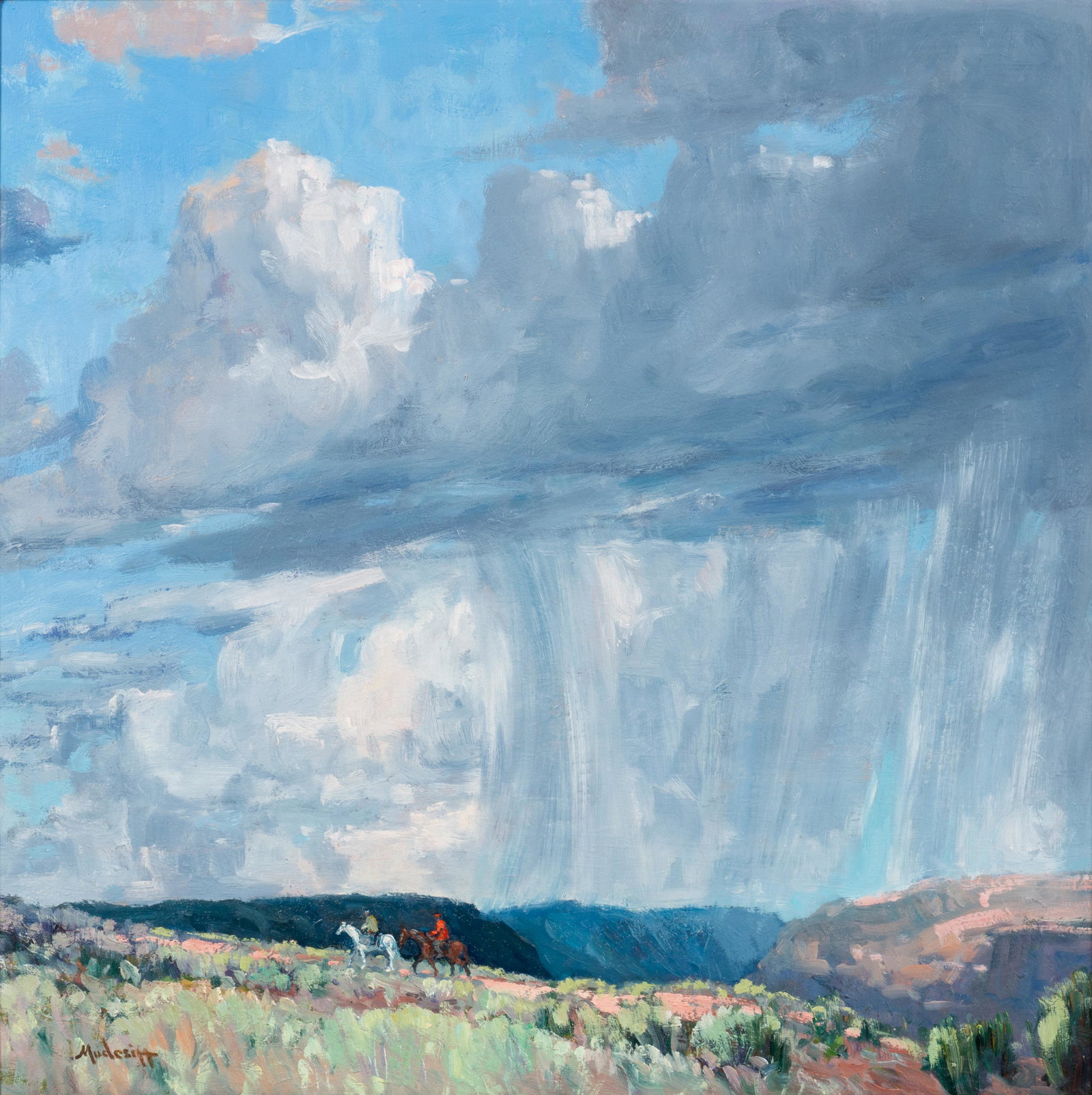 John Modesitt (American, b. 1955) Just Made It: John Modesitt (American, b. 1955) Just Made It oil on canvas signed Modesitt (lower left) 24 x 24 inches Property from the Collection of General Walter B. Ratliff, Boerne, Texas Provenance: Altermann