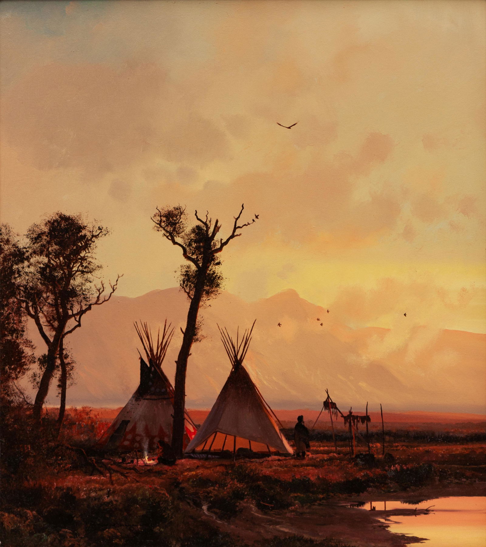 Michael Coleman (American, b. 1946) Native Reflections: Michael Coleman (American, b. 1946) Native Reflections oil on board signed Michael Coleman (lower left) 18 x 16 inches Provenance: Private Collection Jackson Hole Art Auction, Jackson, Wyoming, Septem