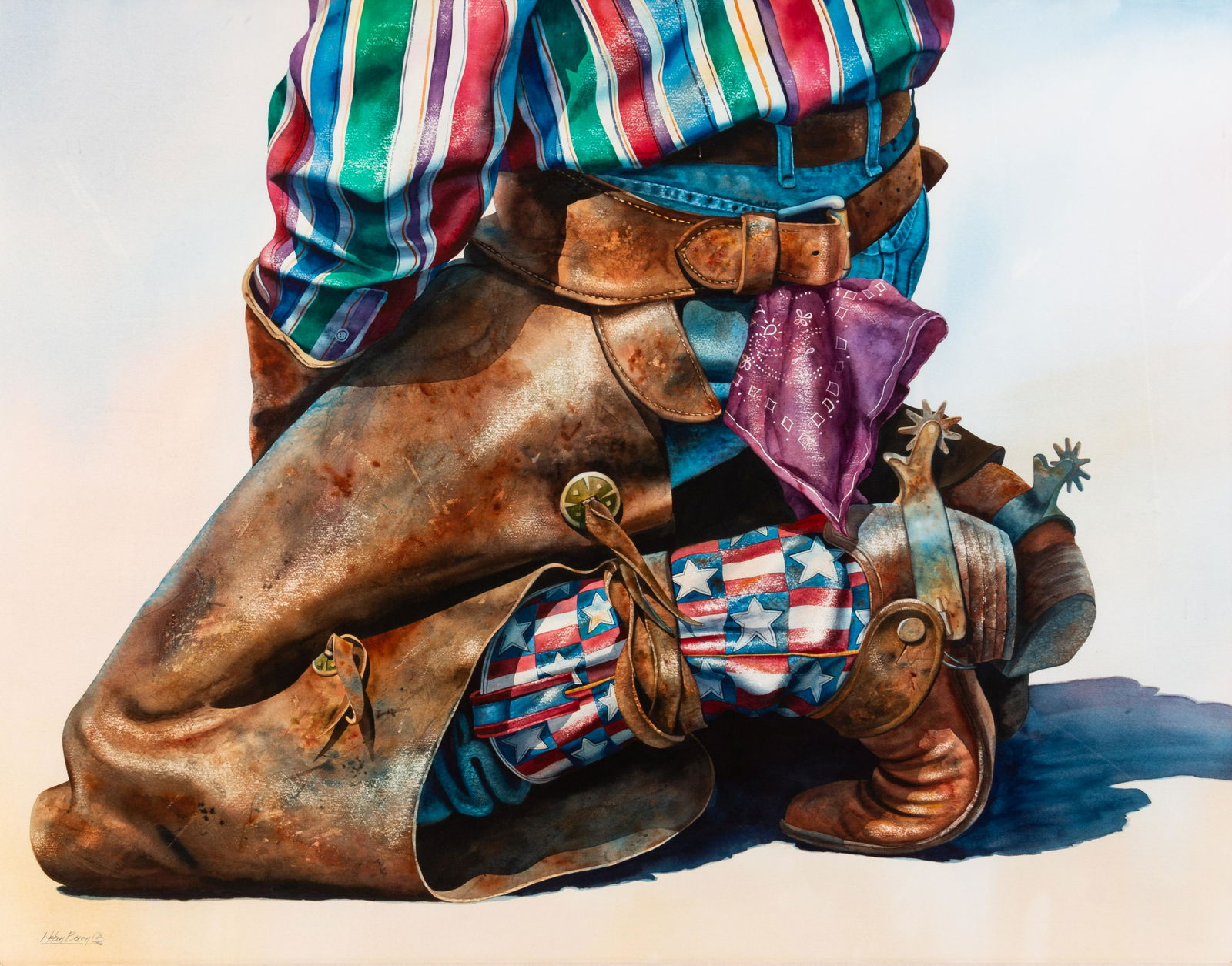 Nelson Boren (American, b. 1952) Kneeling Cowboy with Chaps (1 of 5)