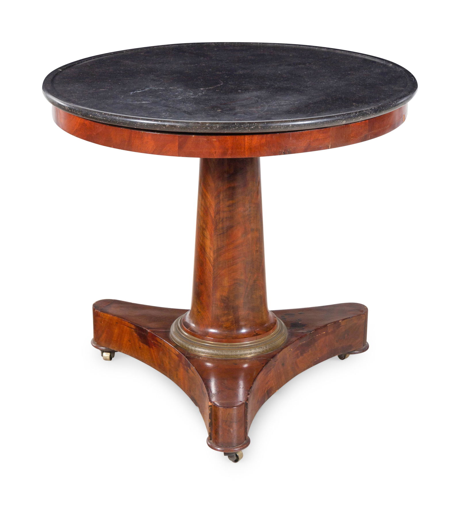 An Empire Style Gilt Bronze Mounted Mahogany Marble-Top Center Table (1 of 2)