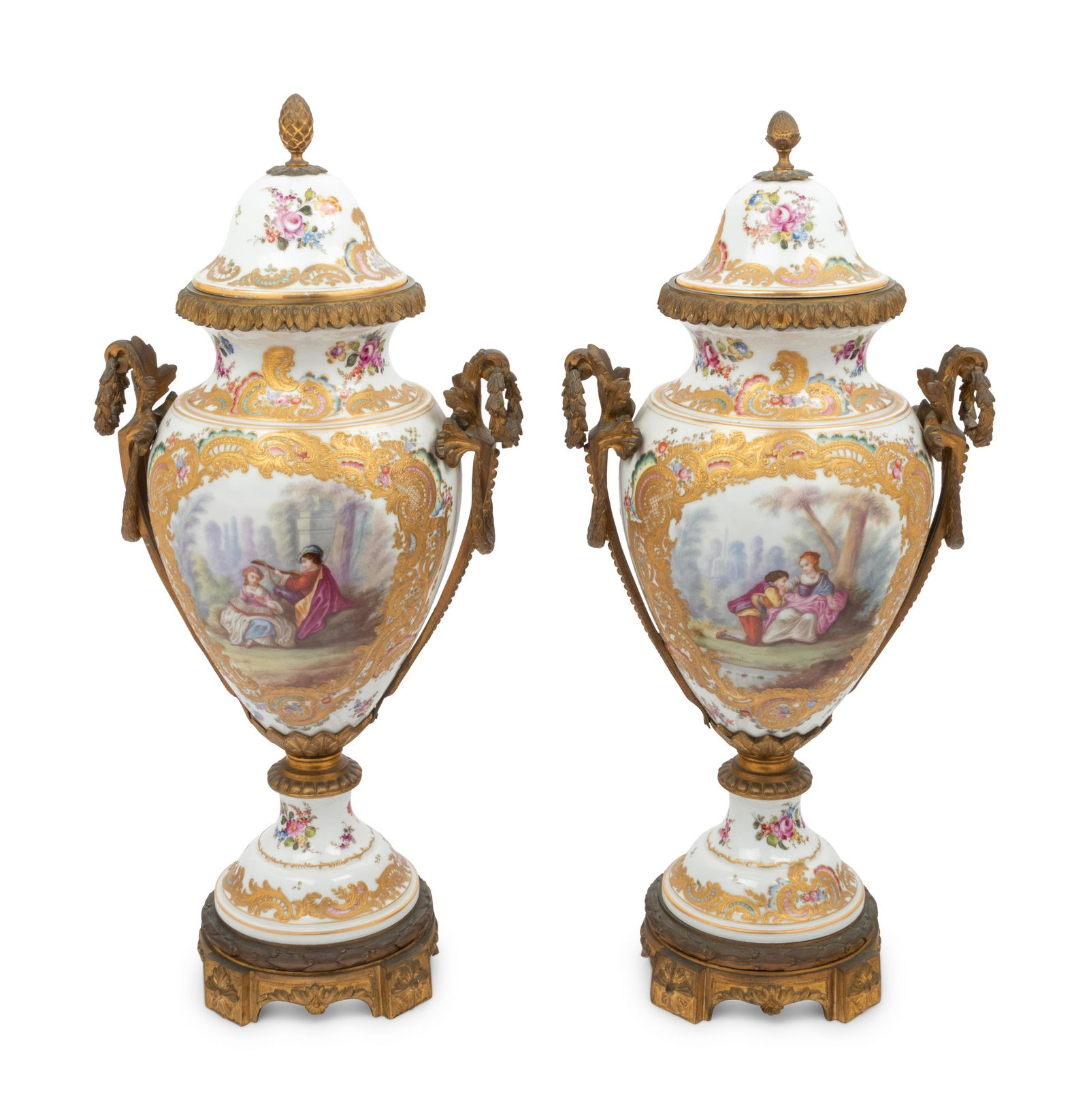 A Pair of Choisy le Roi Gilt Bronze Mounted Porcelain Urns   (1 of 4)