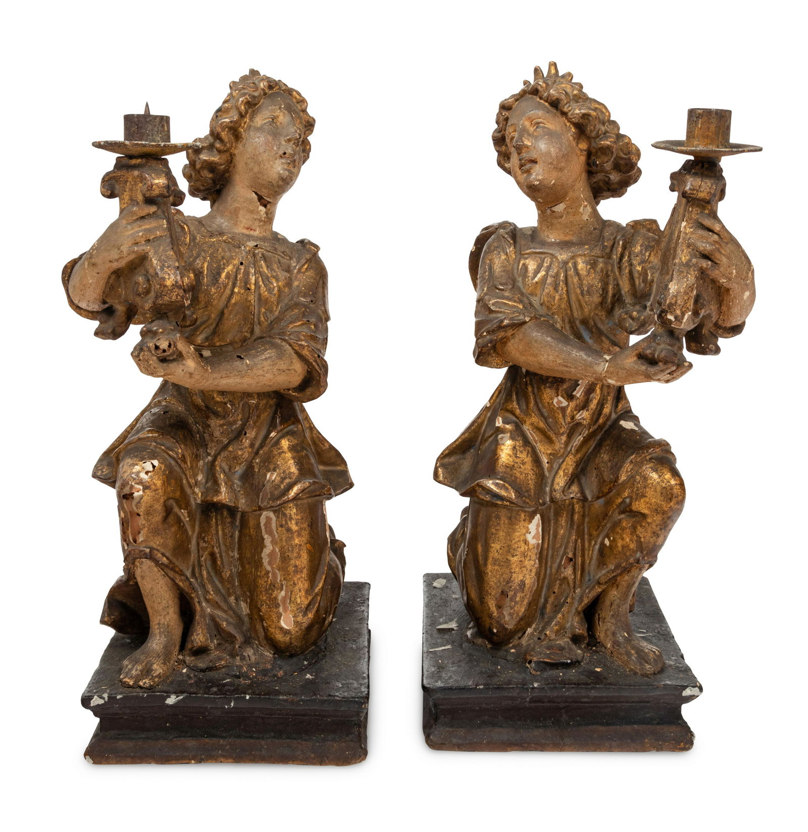 A Pair of Continental Giltwood Figural Altar Candlesticks (1 of 5)