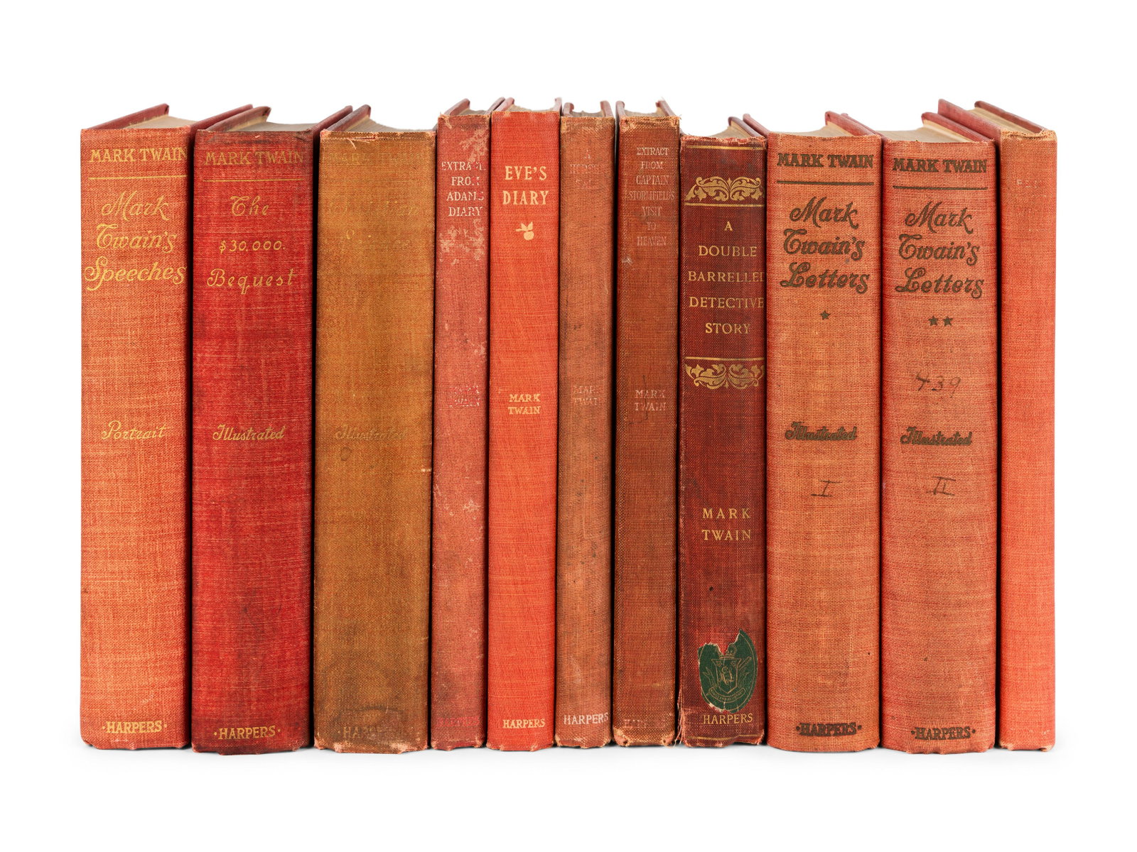 CLEMENS, Samuel Langhorne ("Mark Twain") (1835-1910). A group of 10 works in 11 volumes, most (1 of 3)