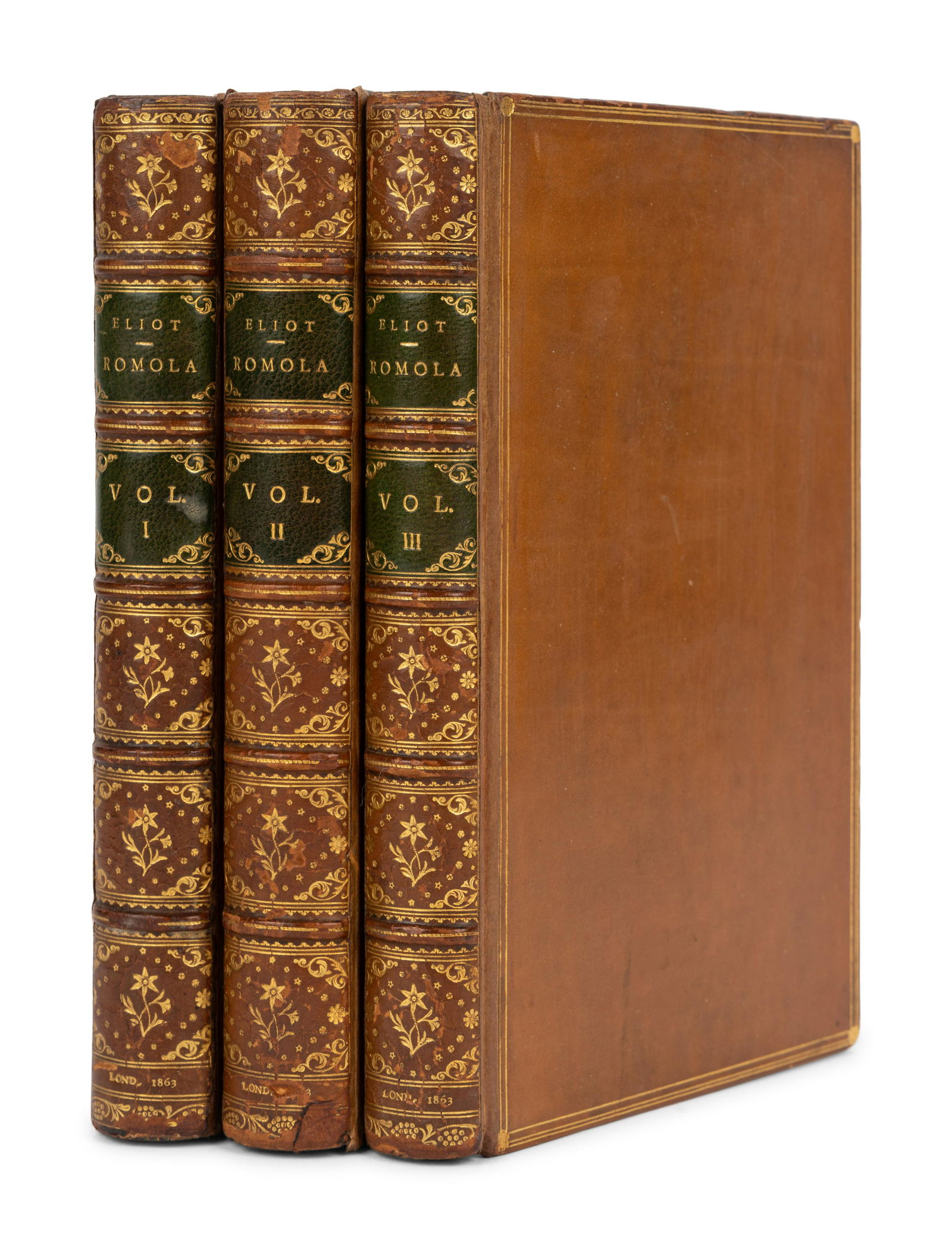 ELIOT, George ( "Mary Anne Evans Lewes") (1819-1880). Romola. London: Smith, Elder and Co., (1 of 3)