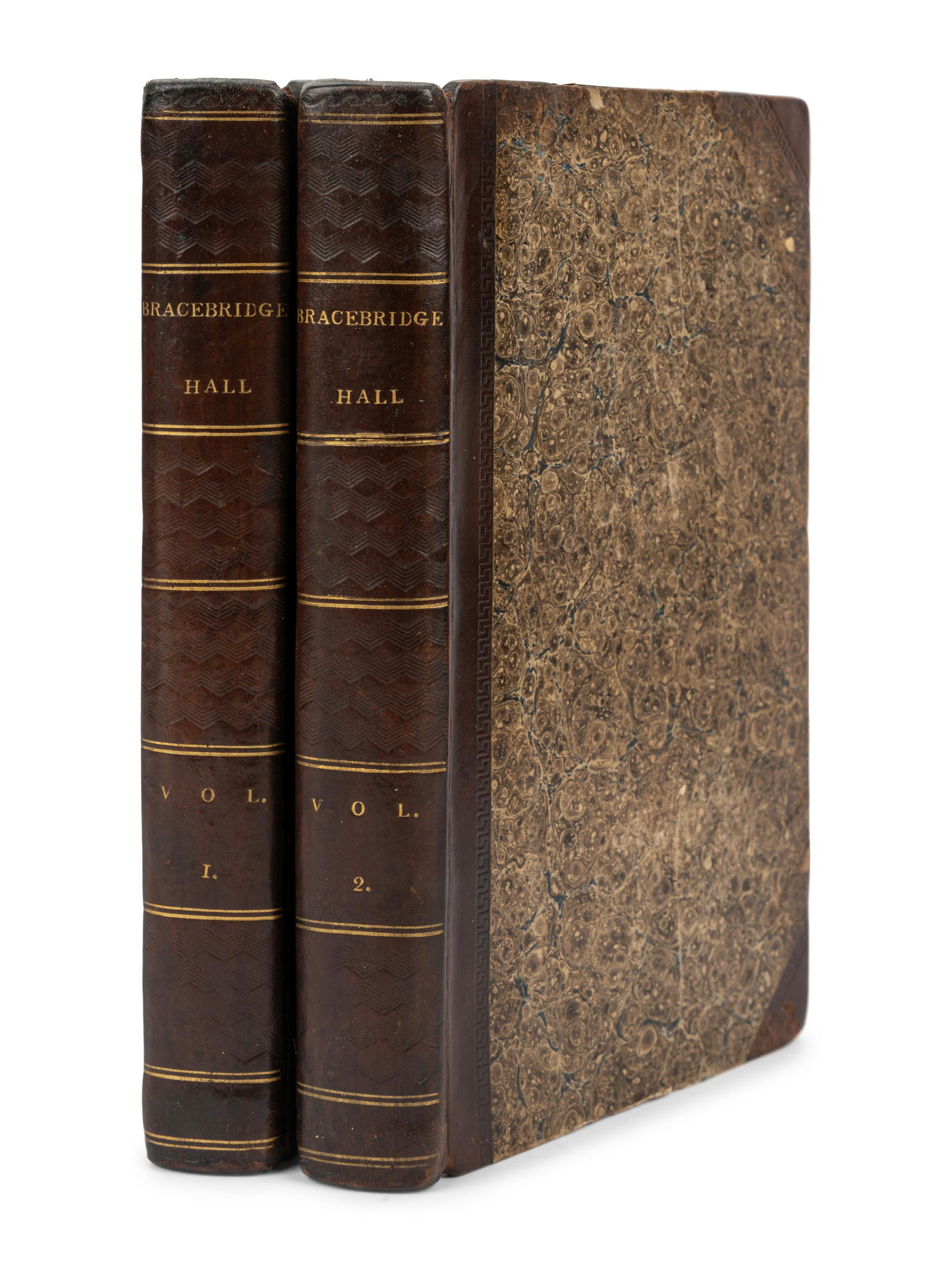 IRVING, Washington (1783-1859). Bracebridge Hall. London: John Murray, 1822. FIRST ENGLISH EDITION.: IRVING, Washington (1783-1859). Bracebridge Hall. London: John Murray, 1822. 2 volumes, 8vo (210 x 127 mm). Contemporary half calf (foxing, toning, dampstains). FIRST ENGLISH EDITION. Originall