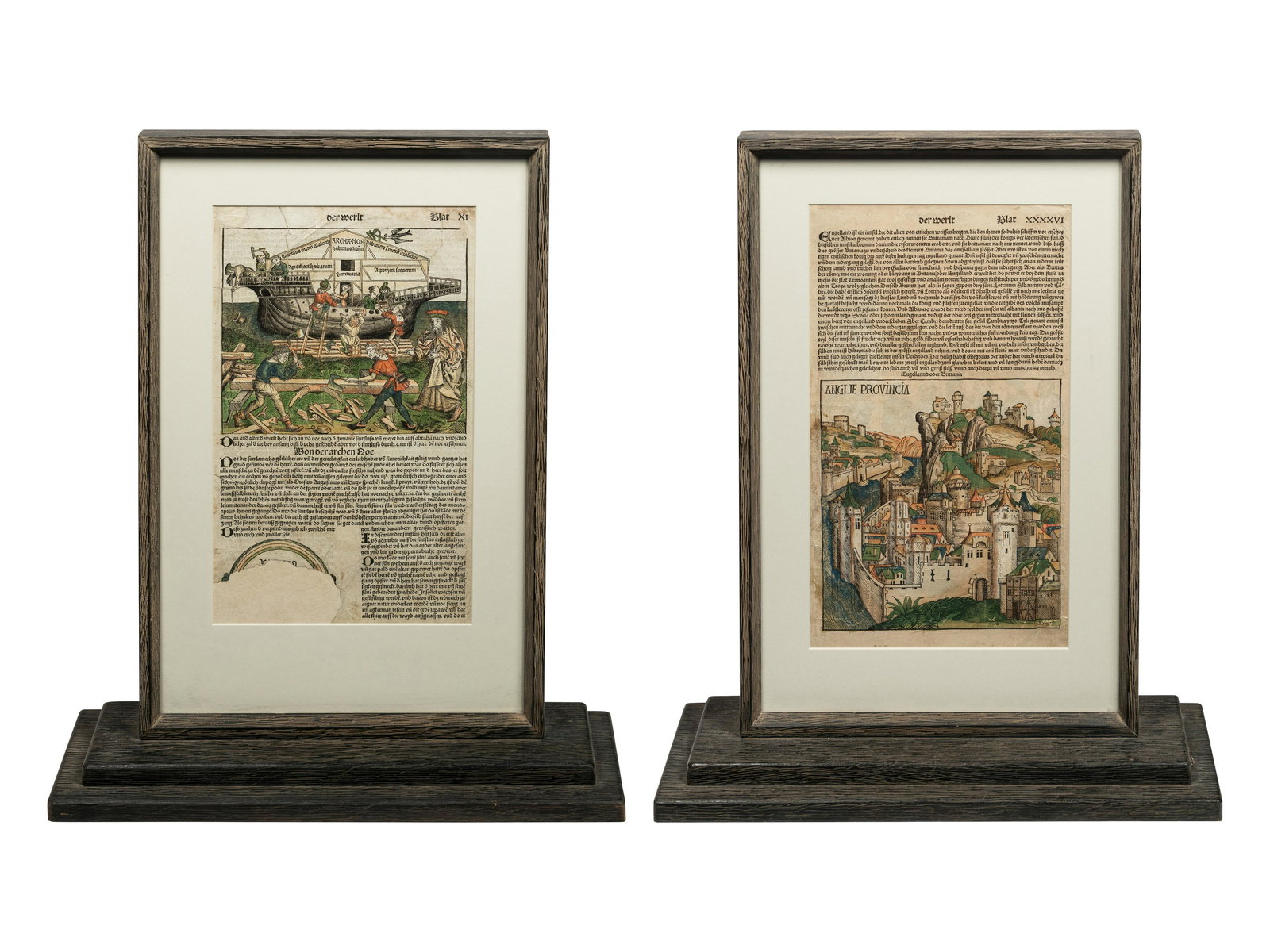 [LEAVES -- INCUNABULA] -- [SCHEDEL, Hartmann]. Two Incunabula leaves with hand-coloring from the (1 of 10)