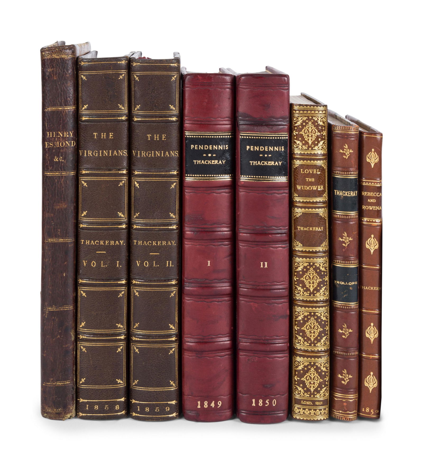 THACKERAY, William Makepeace. A group of 6 works in 8 volumes, most in contemporary half morocco or (1 of 1)