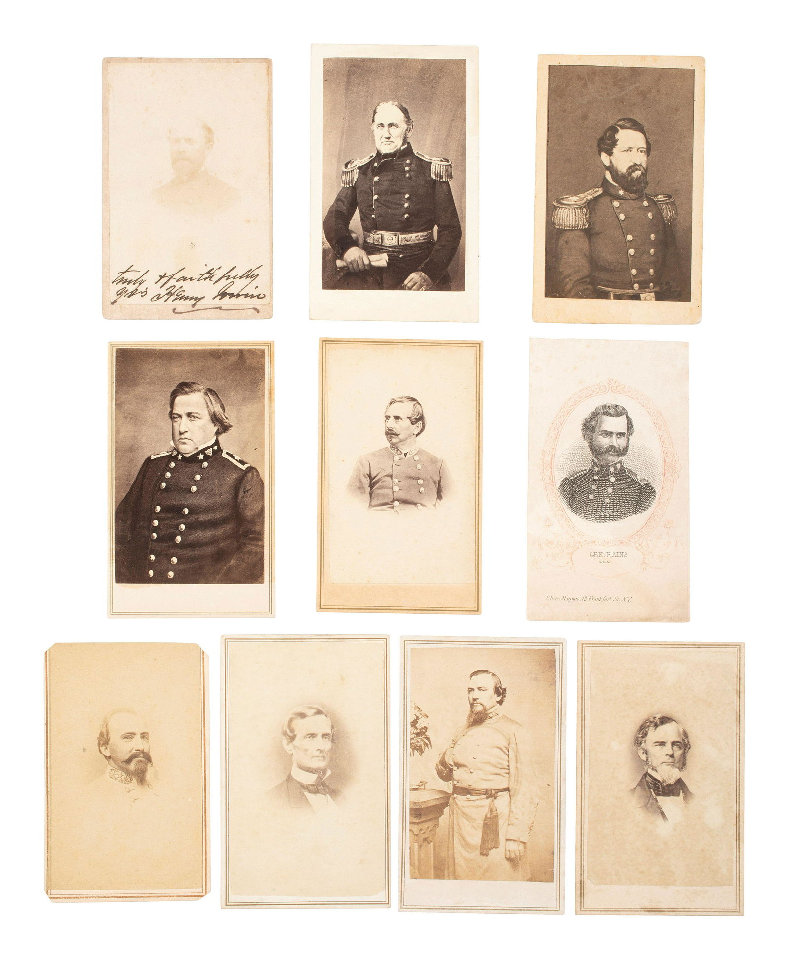 [CIVIL WAR] -- [THE CONFEDERACY]. A group of 10 CDVs, incl. President Jefferson Davis and (1 of 2)