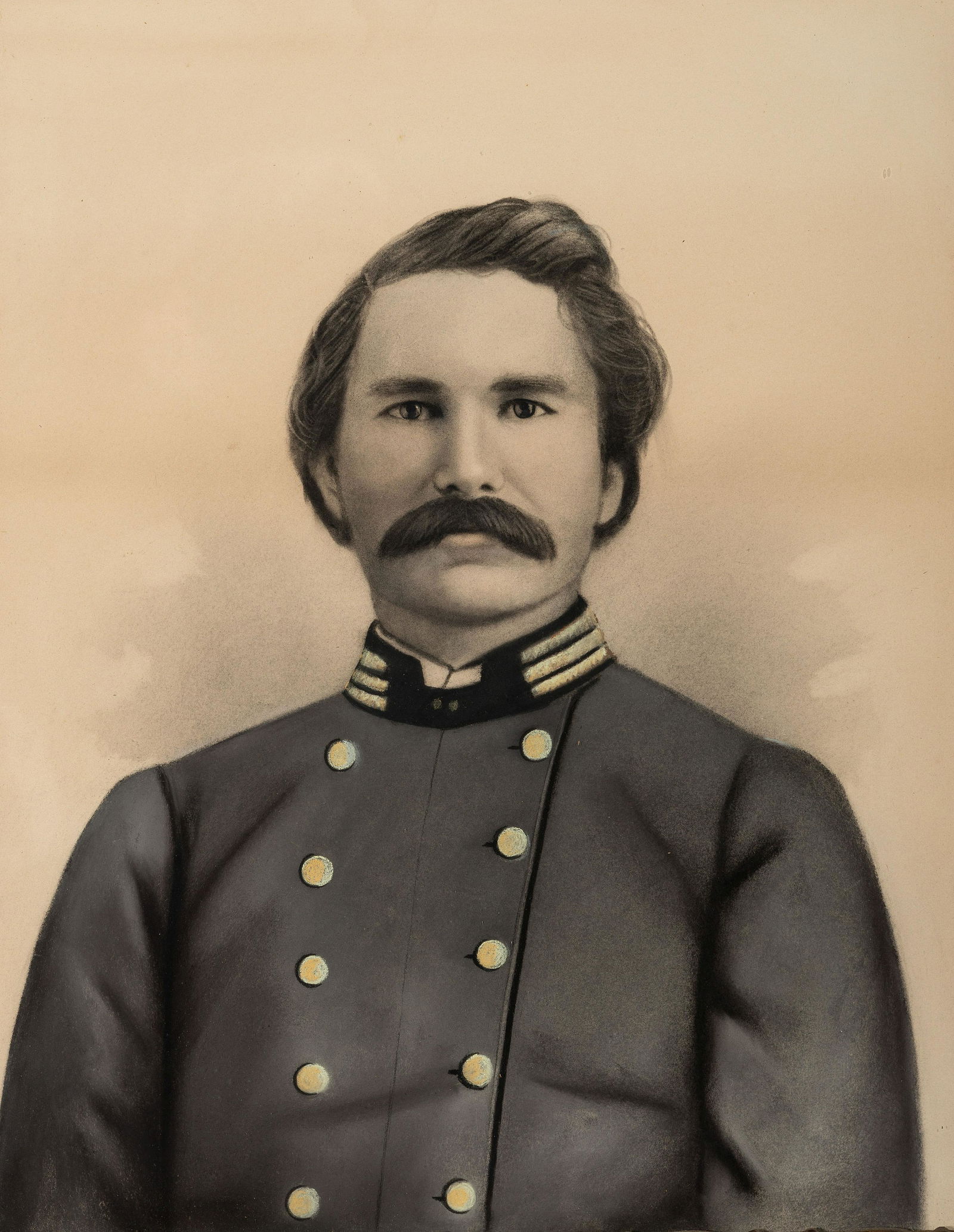 [CIVIL WAR]. Charcoal portrait of CSA Captain Dr. Thomas Richard Meux, 9th Tennessee Volunteers, (1 of 4)