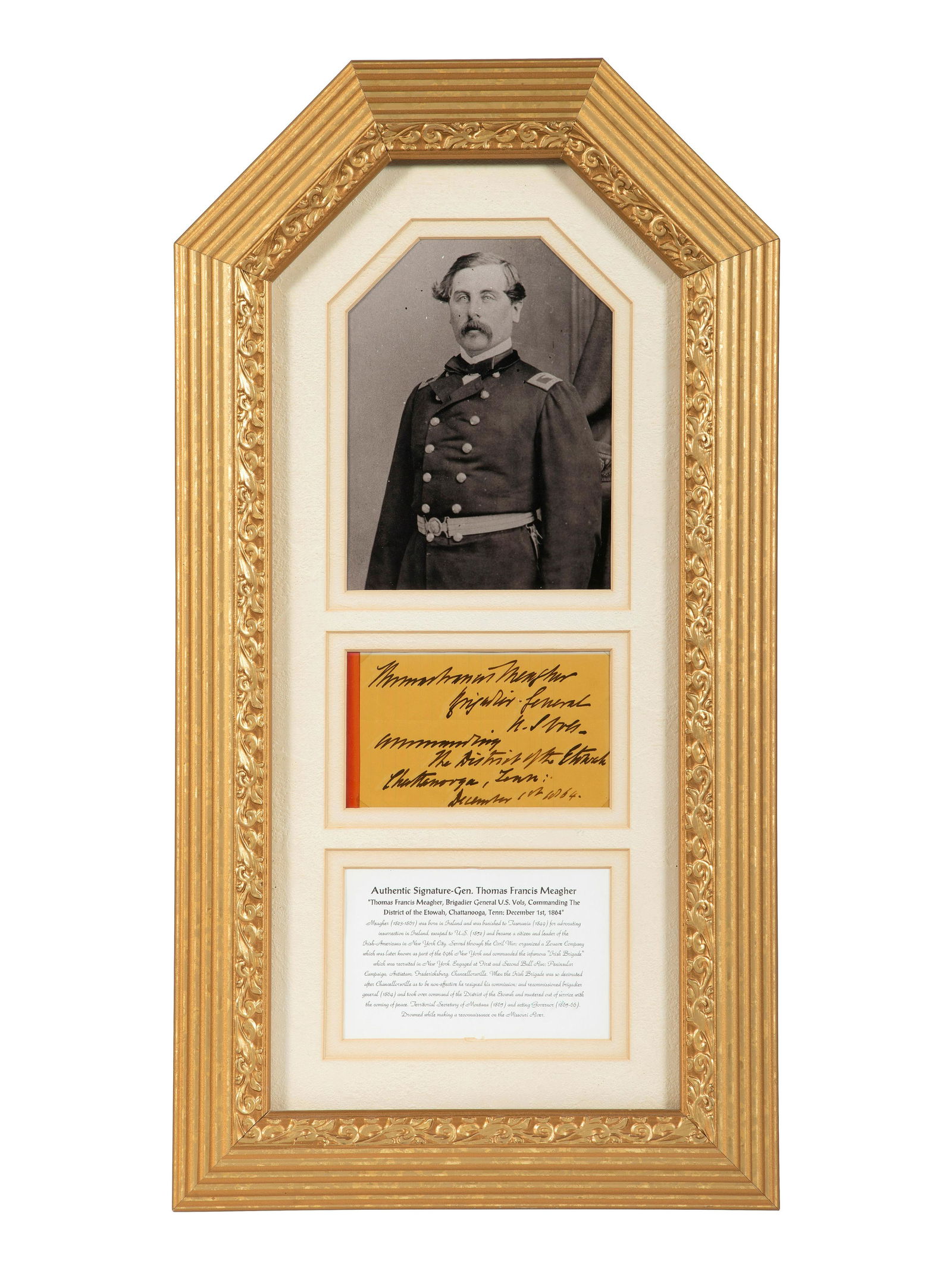 [CIVIL WAR]. MEAGHER, Thomas Francis (1823-1867). War-date autograph note signed ("Thomas Francis (1 of 2)