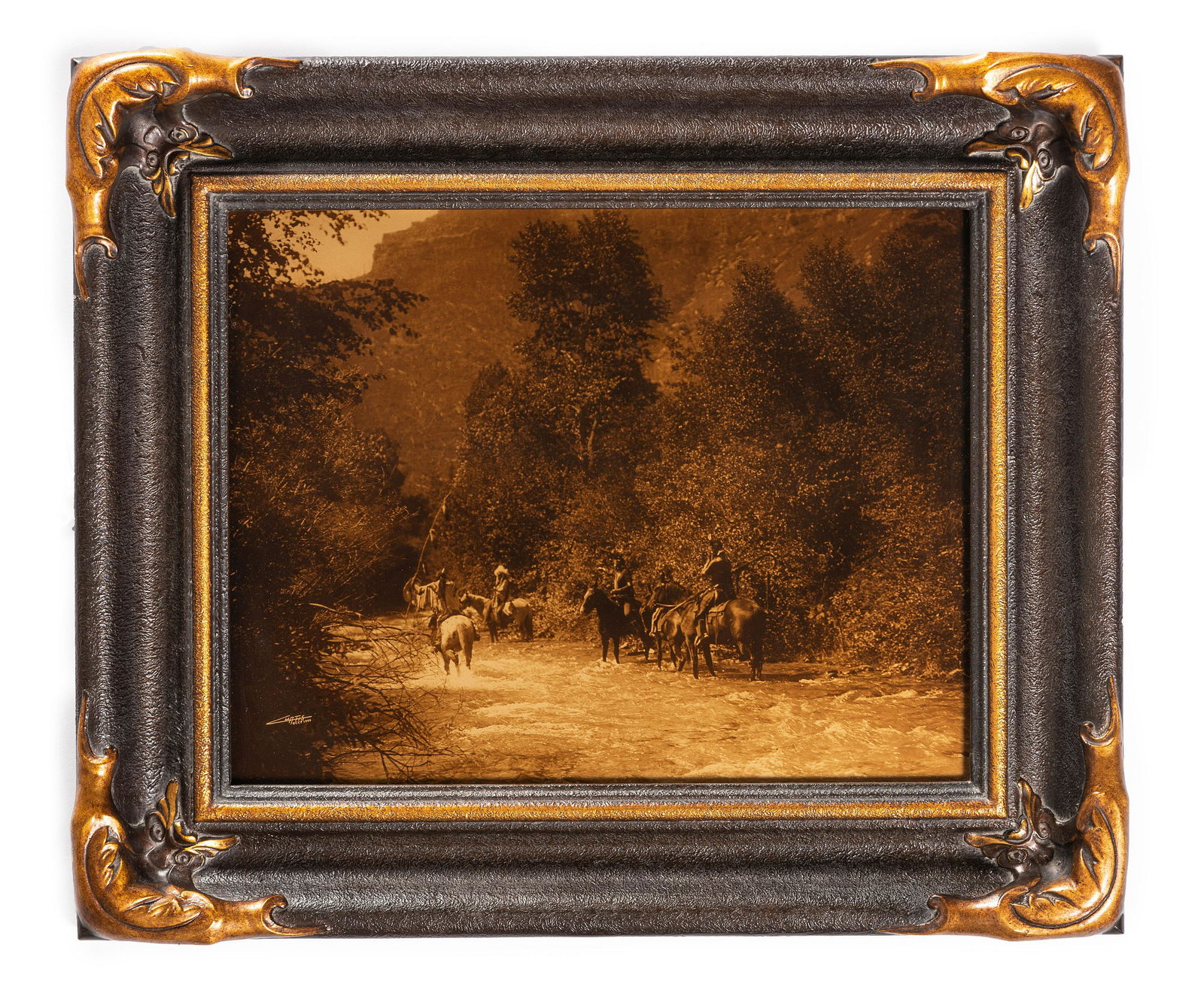 CURTIS, Edward (1868-1952).  A Mountain Fastness. Curtis Centennial Project gold toned photograph (1 of 3)