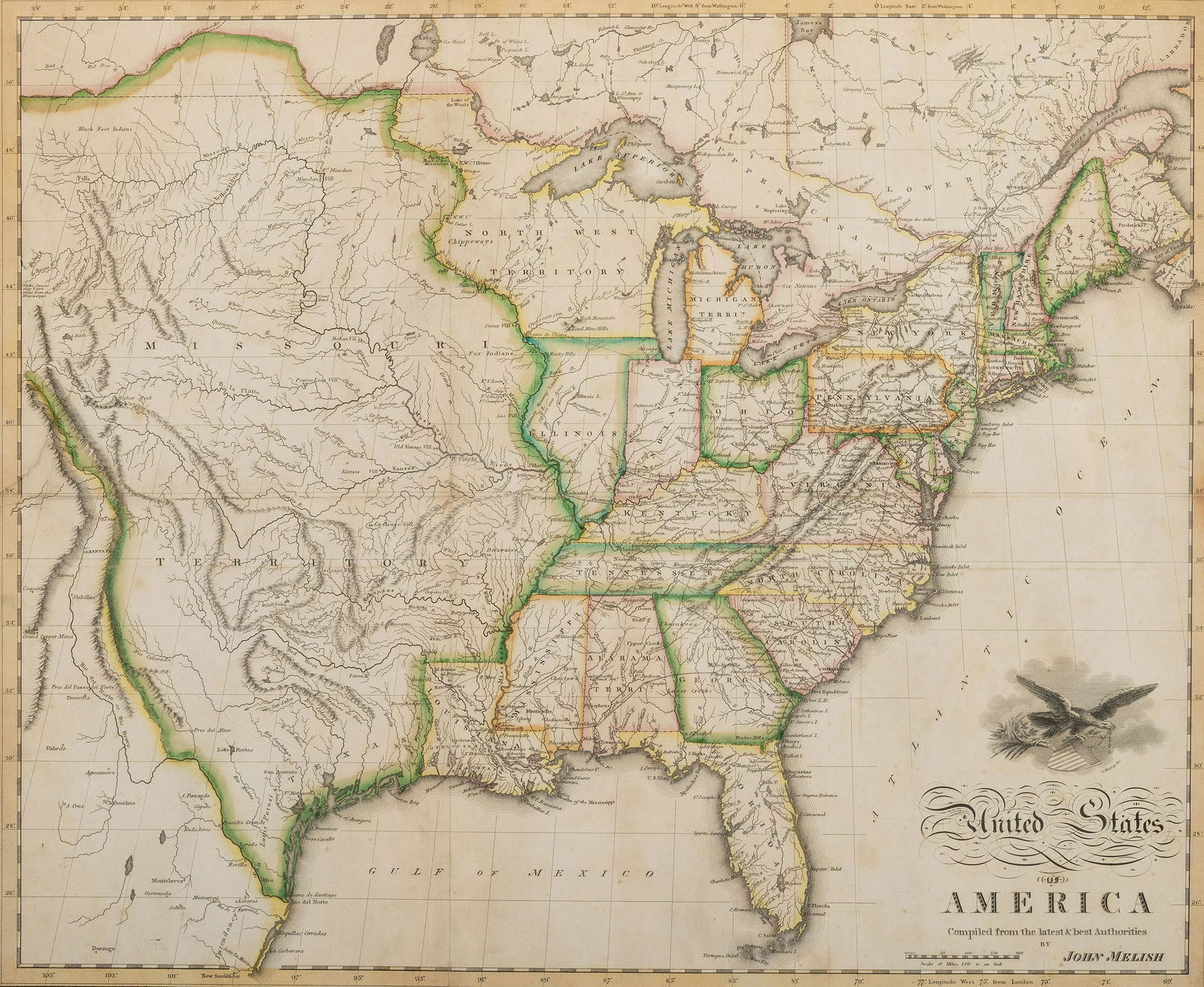 [MAPS]. MELISH, John (1771-1821). United States of America Compiled form the latest & bet (1 of 1)