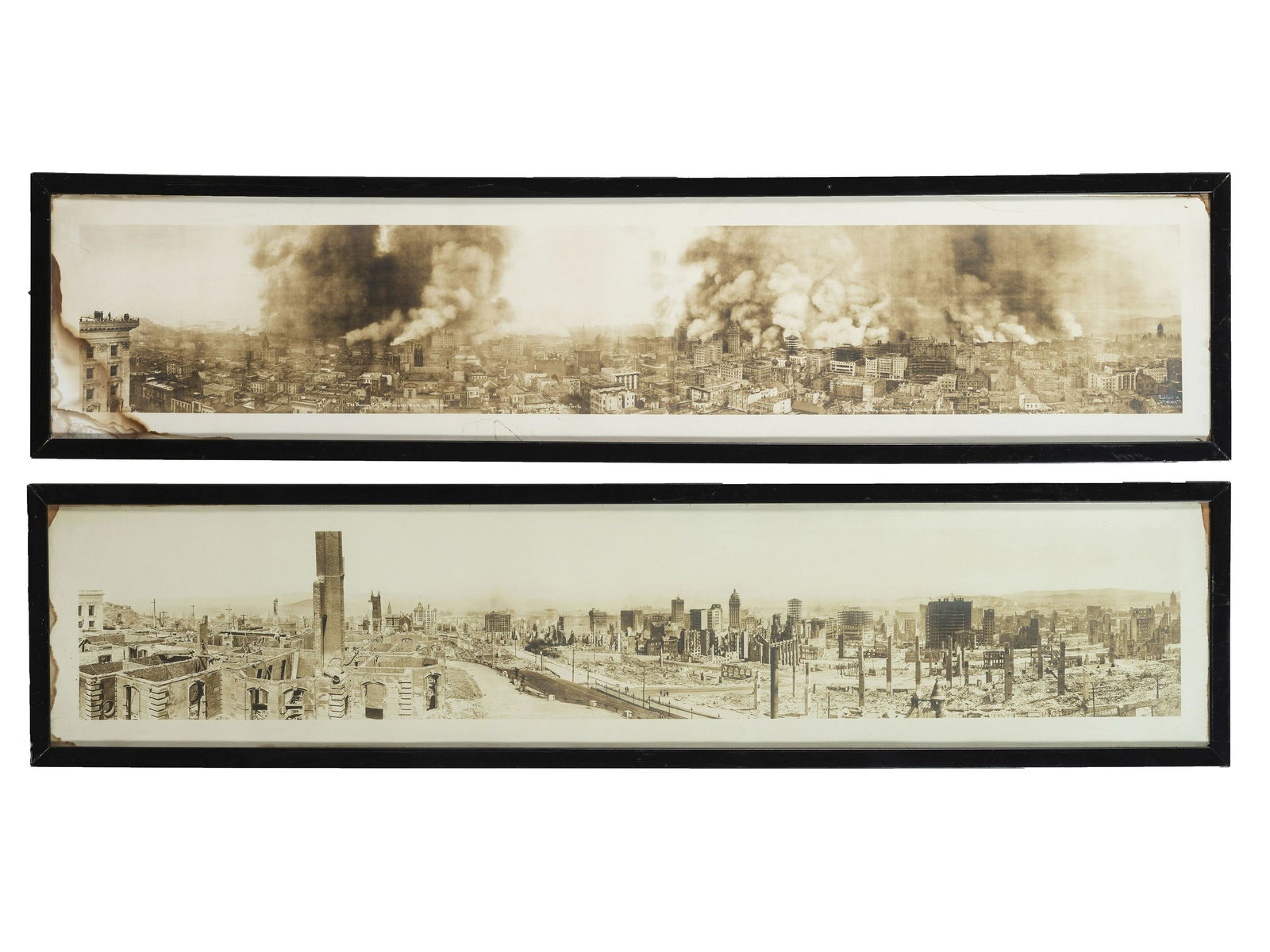 [CALIFORNIA]. A group of 2 panoramic photographs of San Francisco following the earthquake. 1906. (1 of 1)