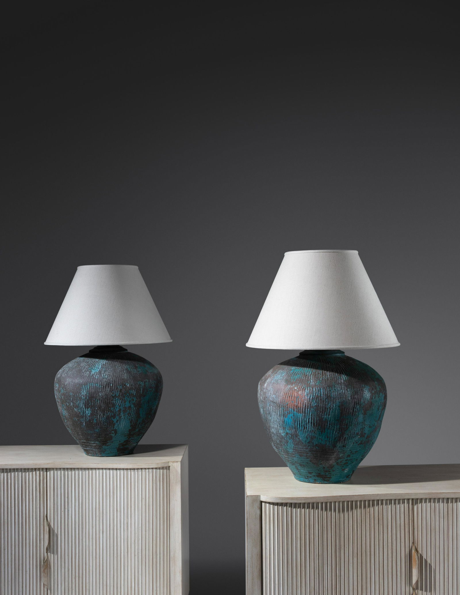 Modernist Late 20th Century Pair of Monumental Table Lamps (1 of 2)