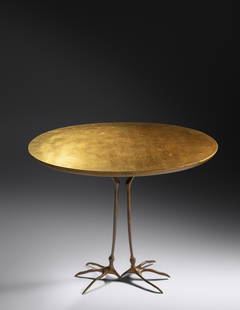 Meret Oppenheim (1913-1985) Traccia Table from the Ultramobile Collection Simon International,: Meret Oppenheim (1913-1985) Traccia Table from the Ultramobile Collection Simon International, Switzerland/Italy gold leaf over wood, cast bronze unmarked H 25 x W 26 1/2 x D 20 3/4 inches