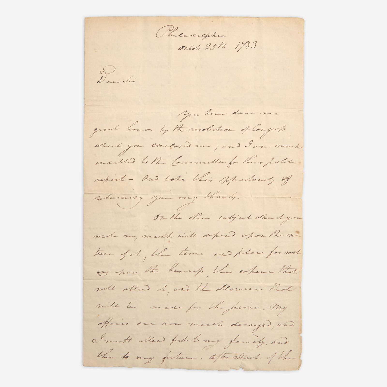 [American Revolution] Greene, Nathanael Autograph letter, signed (1 of 4)