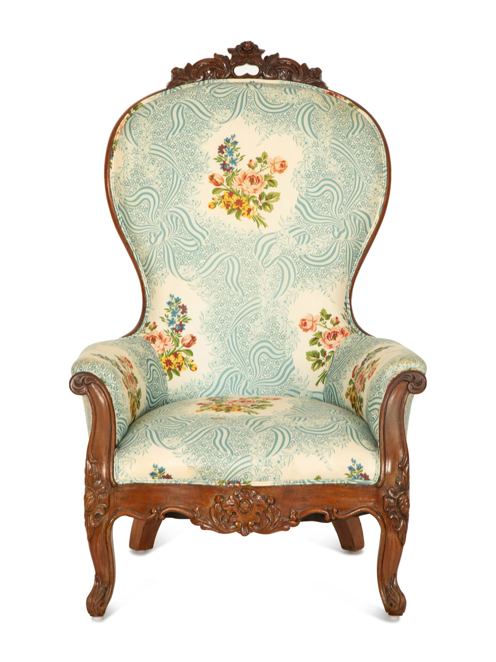 A Victorian Carved Mahogany Slipper Chair (1 of 5)