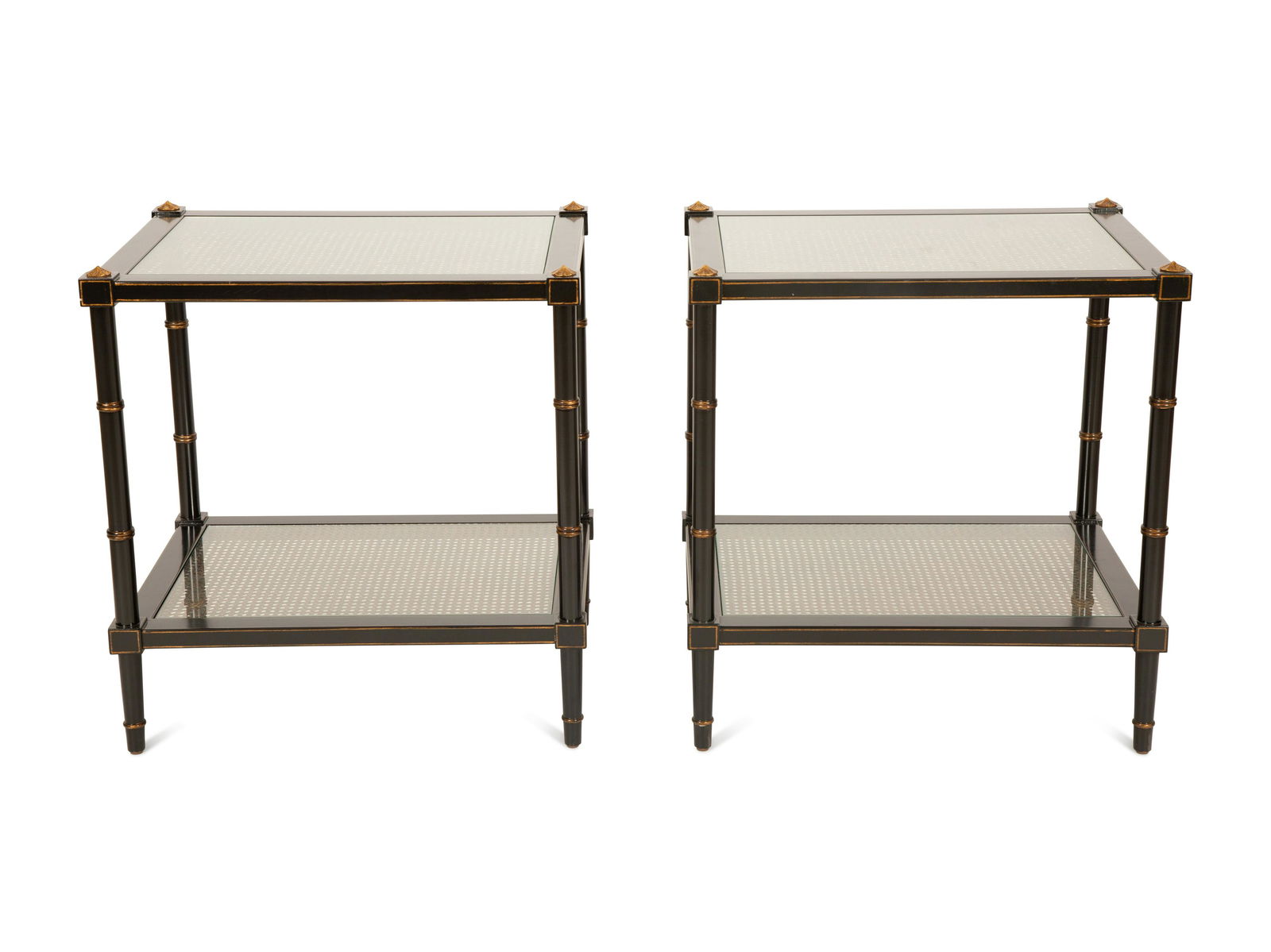 A Pair of Regency Style Ebonized and Gilt Decorated Side Tables  (1 of 4)
