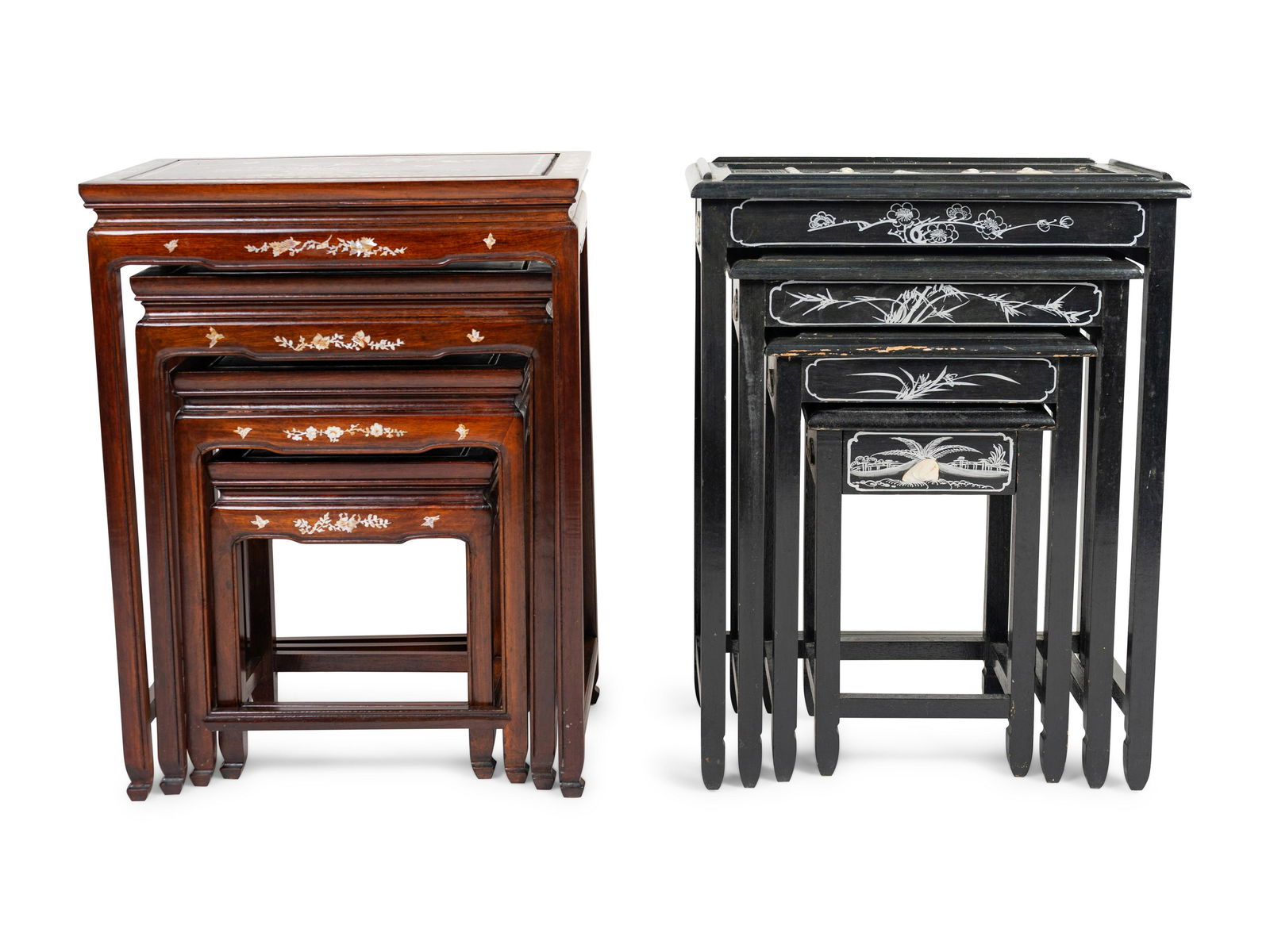 Two Sets of Four Chinese Nesting Tables (1 of 6)