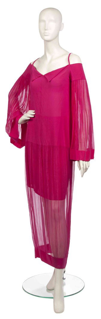 Chloe, (French), Evening Dress: Chloe (French) Evening Dress pink silk chiffon no size.