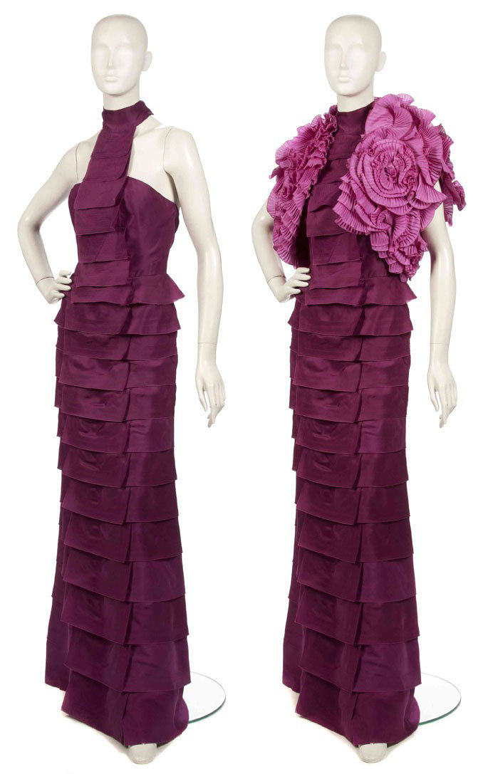 Emanuel Ungaro, (Italian, b. 1933), Evening Gown: Emanuel Ungaro (Italian, b. 1933) Evening Gown purple silk organza size 40.