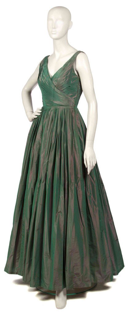 Eric Gaskins, (German, b. 1958), Evening Gown: Eric Gaskins (German, b. 1958) Evening Gown metallic green silk size 8.