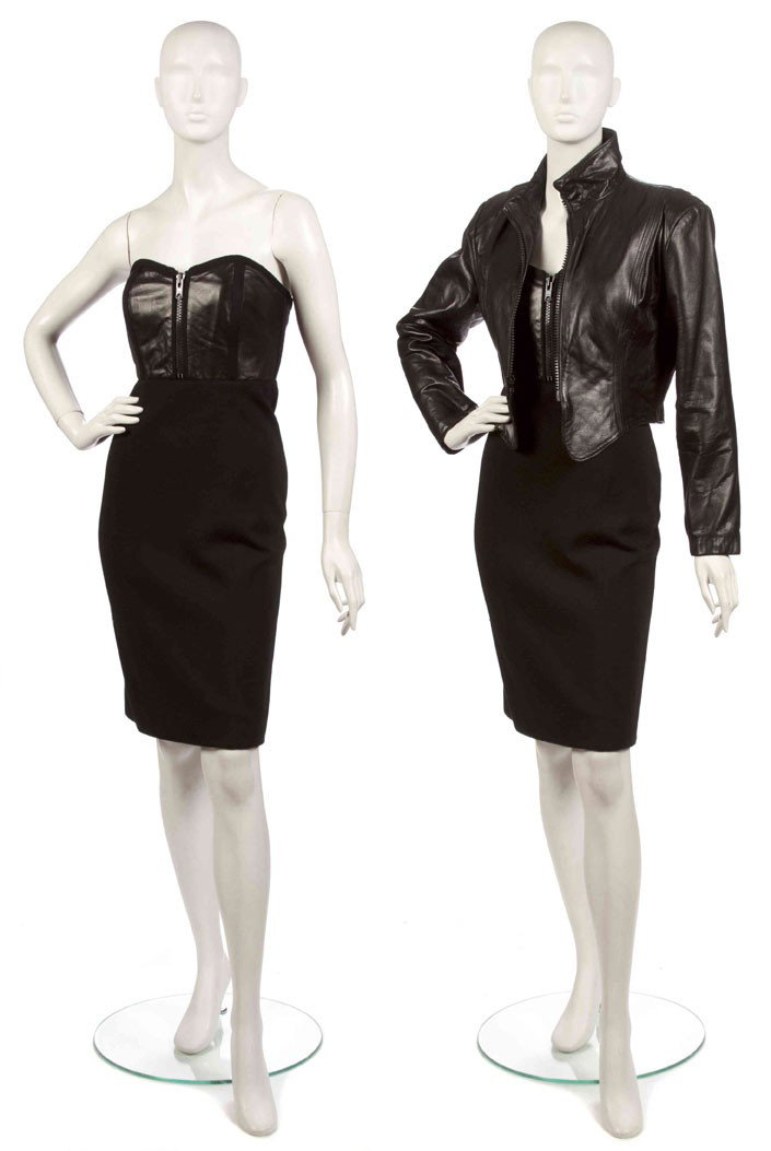 Geoffrey Beene, (American, 1927- 2004), Dress with: Geoffrey Beene (American, 1927- 2004) Dress with Jacket black leather and wool no size.