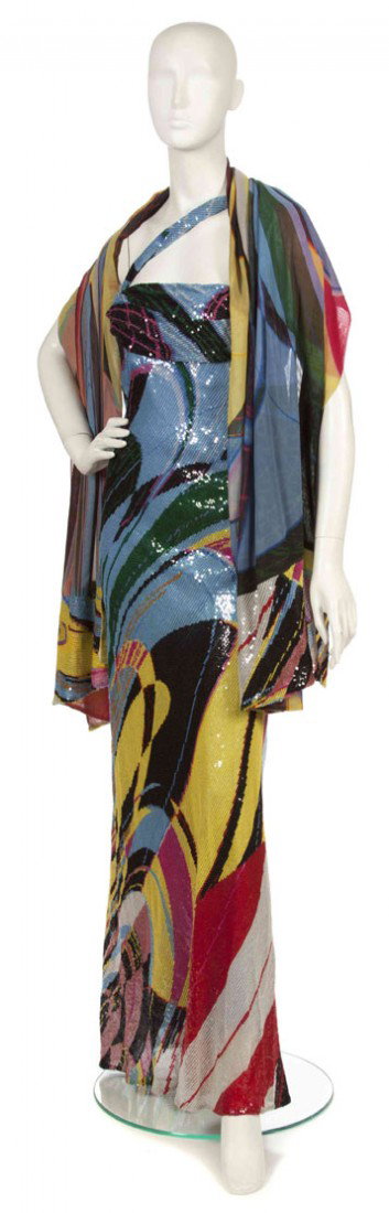 Jackie Rogers, (American), Evening Ensemble: Jackie Rogers (American) Evening Ensemble mulitcolored sequins size 6.