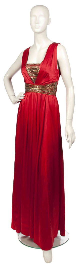 Louis Feraud, (French, 1920-1999), Evening Gown: Louis Feraud (French, 1920-1999) Evening Gown red satin size 8.