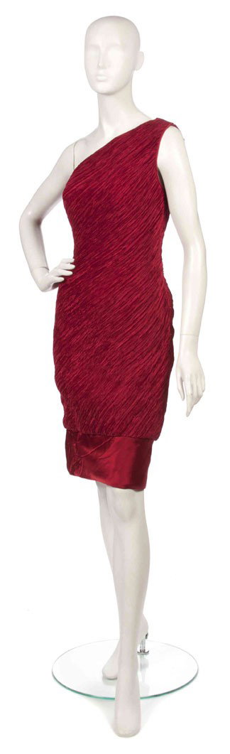 Mary McFadden, (American, b. 1938), Cocktail Dress: Mary McFadden (American, b. 1938) Cocktail Dress red pleated silk size 8.