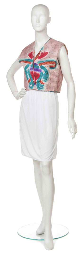 Mary McFadden, (American, b. 1938), Vest: Mary McFadden (American, b. 1938) Vest pink painted silk size 10.