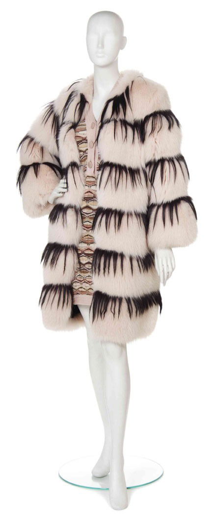 Missoni, (Italian), Coat Ensemble: Missoni (Italian) Coat Ensemble pink fox fur no size.