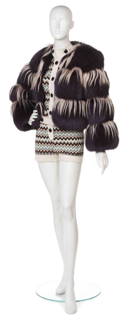 Missoni, (Italian), Coat Ensemble: Missoni (Italian) Coat Ensemble purple fox fur no size.