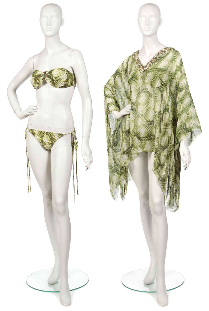 Oscar de la Renta, (American, b. 1932), Swimwear: Oscar de la Renta (American, b. 1932) Swimwear green silk chiffon and lycra size M.