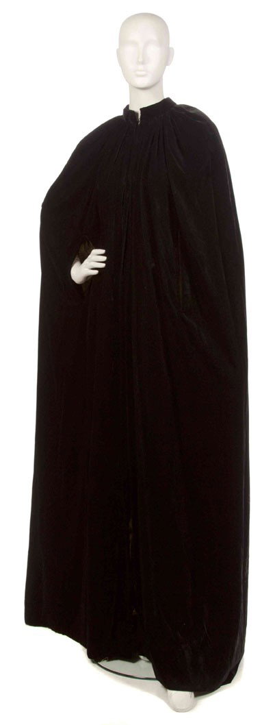 Pierre Balmain, (French, 1904-1982), Cape: Pierre Balmain (French, 1904-1982) Cape blue velvet and gold lurex size 40.