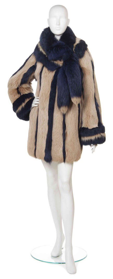 Unknown, , Coat: Unknown Coat blue and tan fox fur no size.