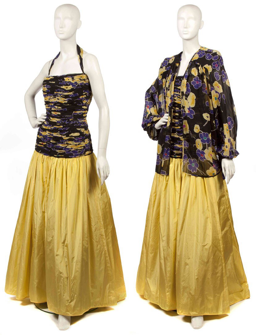 Valentino, (Italian, b. 1932), Evening Gown: Valentino (Italian, b. 1932) Evening Gown yellow and black silk size 8.