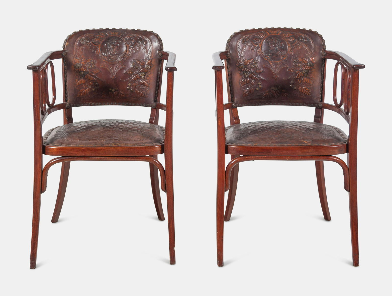 Attributed to Josef Hoffmann for Thonet Austrian, Early 20th Century Pair of Bentwood Armchairs (1 of 4)