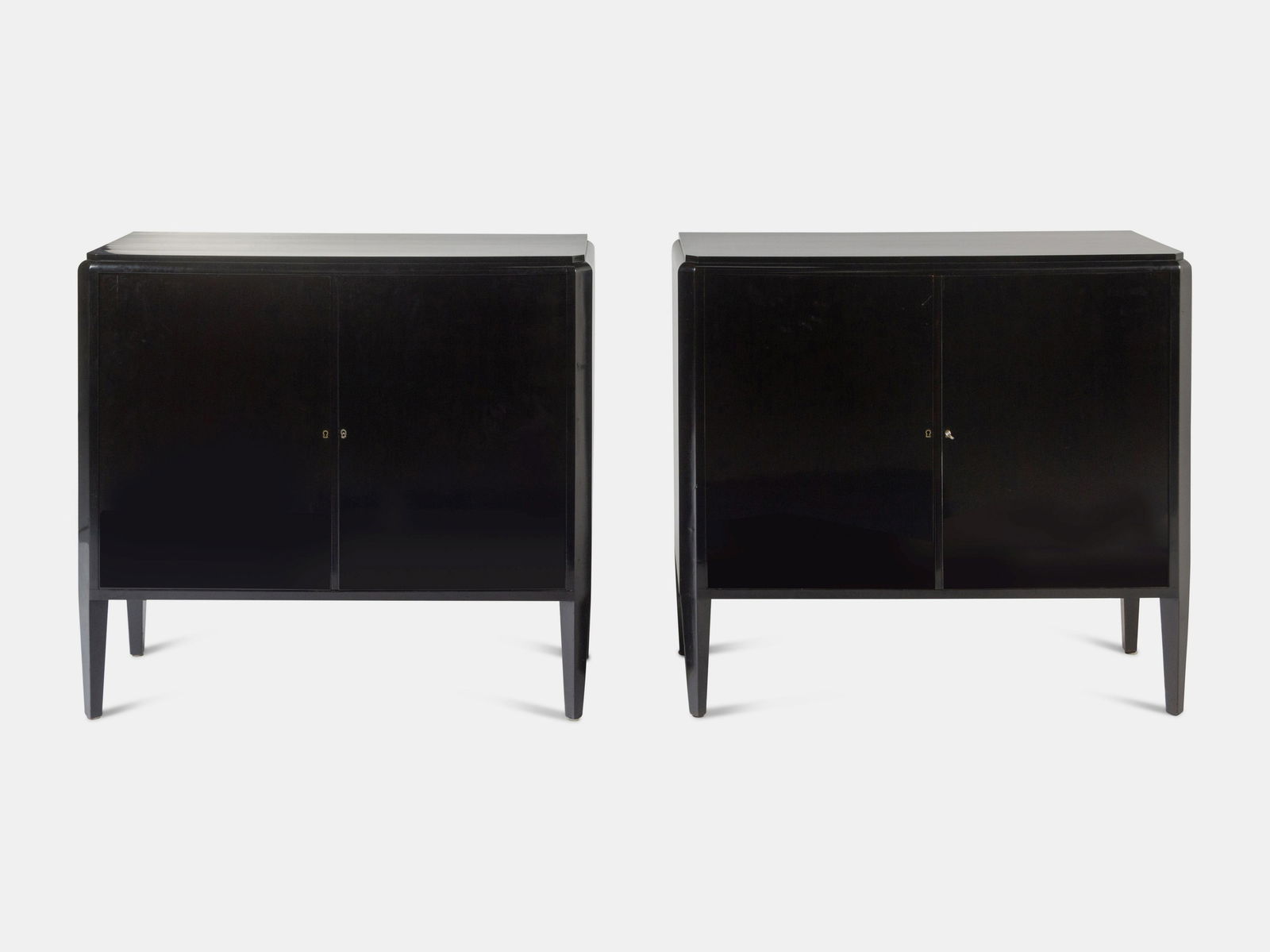 Art Deco French Pair of Black Lacquer Cabinets, Circa 1930s (1 of 3)