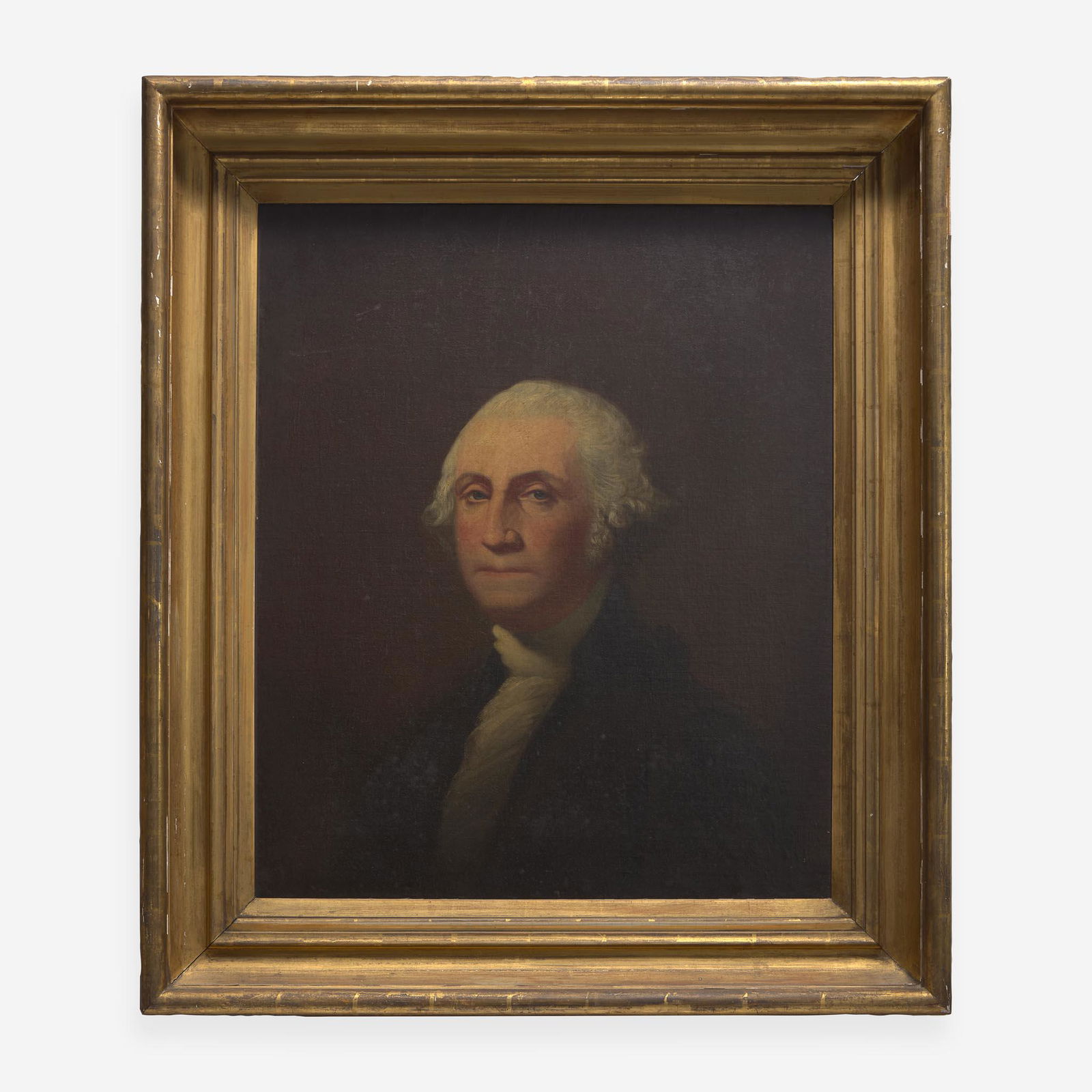 American School 19th century, After Gilbert Stuart (1755-1828) Portrait of George Washington: American School 19th century, After Gilbert Stuart (1755-1828) Portrait of George Washington (1732-1799) Oil on canvas, framed. (29 1/2 in. x 24 in. (sight))Qty: (1) Provenance A priv