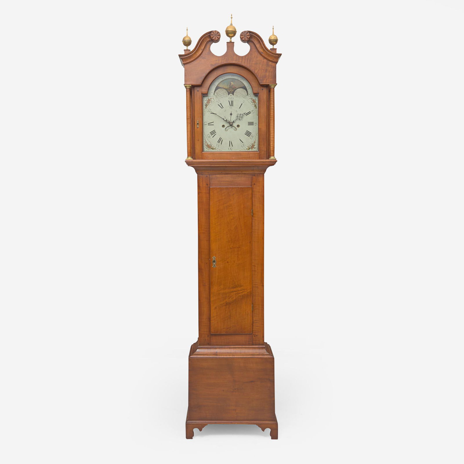 A Federal carved maple tall case clock Works signed Timothy Chandler (1762-1848), Concord, NH, (1 of 3)