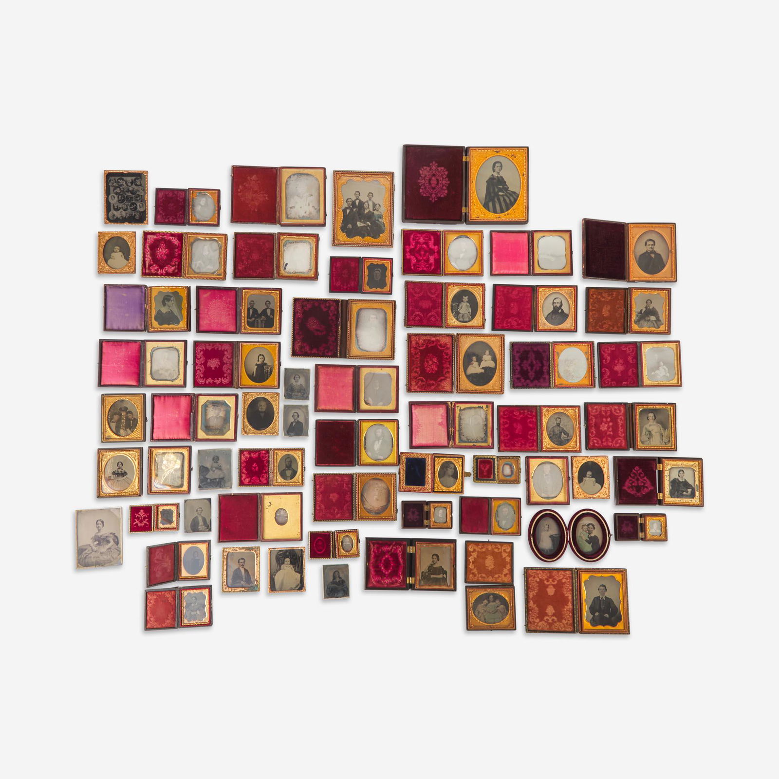A collection of sixty-two daguerreotypes, ambrotypes, tintypes, and ferrotypes mid-19th century (1 of 1)