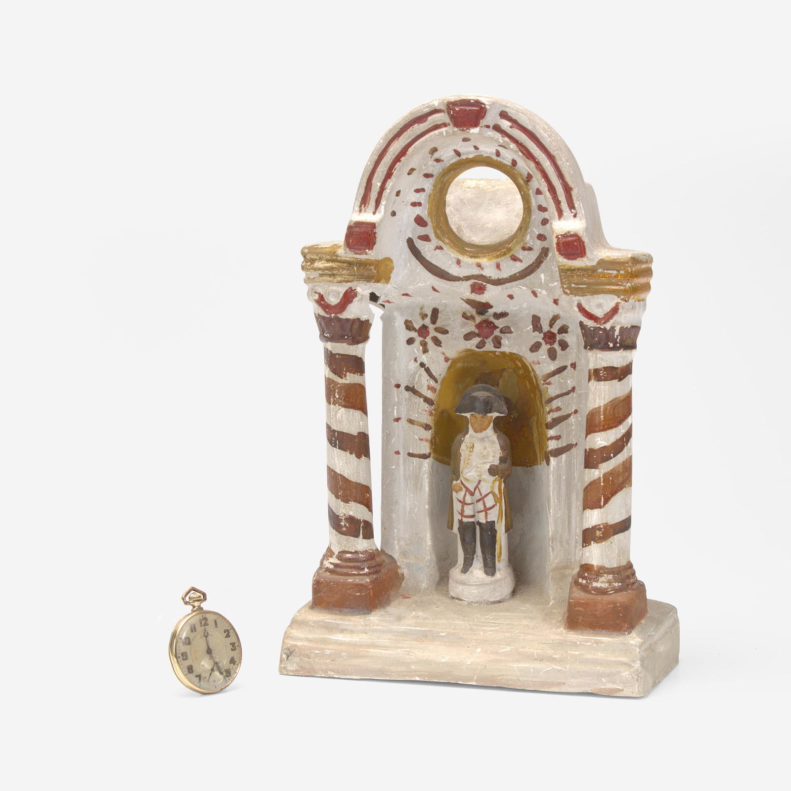 A painted chalkware watch hutch with figure of George Washington 19th century (1 of 7)