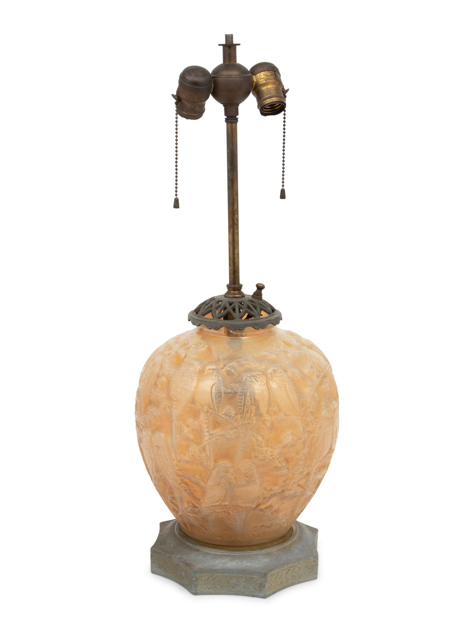 A Molded Opalescent Glass Vase Mounted as a Lamp (1 of 3)