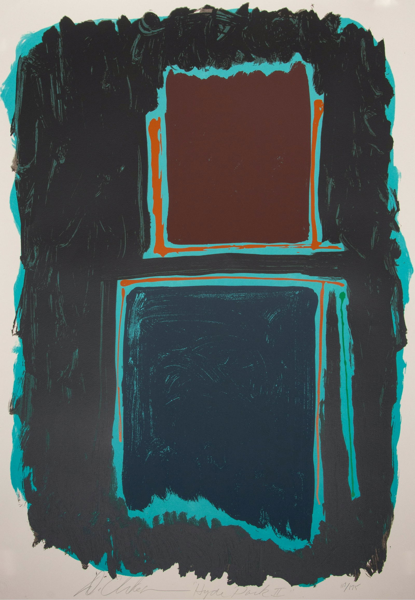 Dan Christensen (American, 1942-2007): Dan Christensen (American, 1942-2007) Hyde Park II screenprint signed, titled and numbered 117/175 in pencil 37 1/2 x 27 inches. Deaccessioned from the Boca Raton Museum of Art to benefit the A