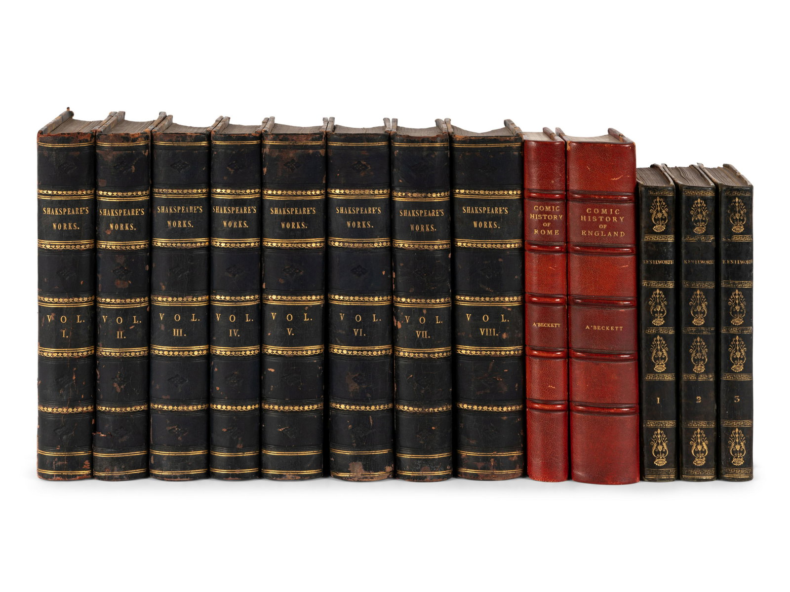 [FINE BINDINGS]. A group of 13 volumes in fine full or half leather bindings, including works (1 of 1)